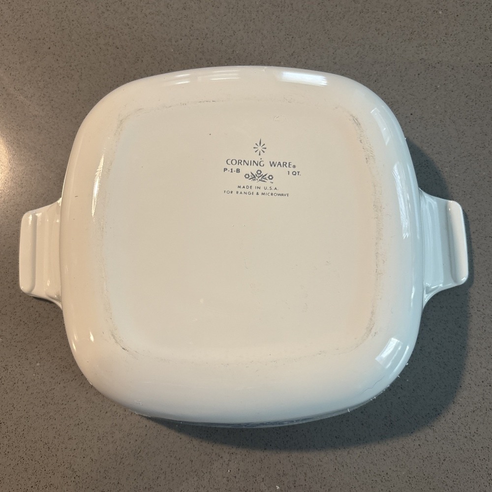Vintage Corning Ware Blue Cornflower P-1-B 1 qt with Glass Pyrex Lid - Picture 5 of 7